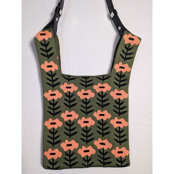 Free People Tote Shoulder Green Floral Beach Hippie - Picture 2 of 6